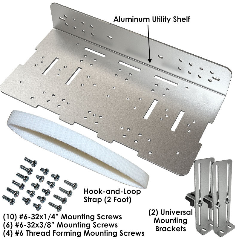 Altelix 10x5 Inch Aluminum Utility Shelf with Adjustable Universal Mounting Brackets
