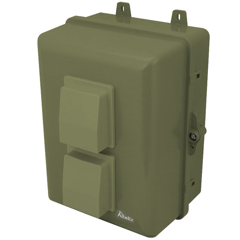 Buy green Altelix 12x9x7 PC+ABS Weatherproof Vented Utility Box NEMA Enclosure with Aluminum Mounting Plate, 120 VAC Outlet &amp; Power Cord