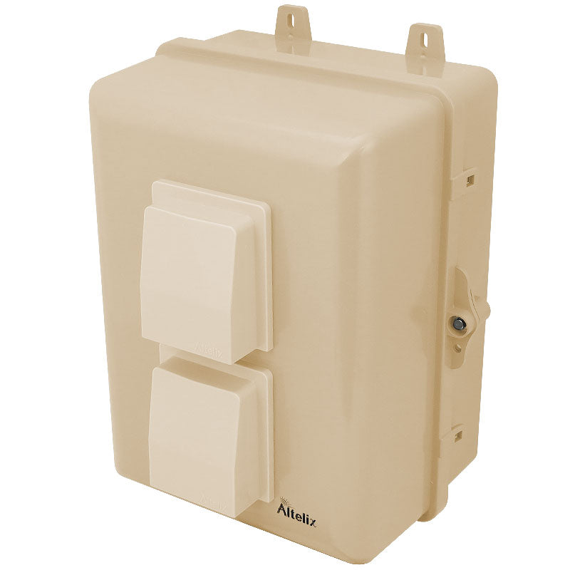 Buy light-ivory Altelix 12x9x7 PC+ABS Weatherproof Vented Utility Box NEMA Enclosure with Aluminum Mounting Plate, 120 VAC Outlet &amp; Power Cord