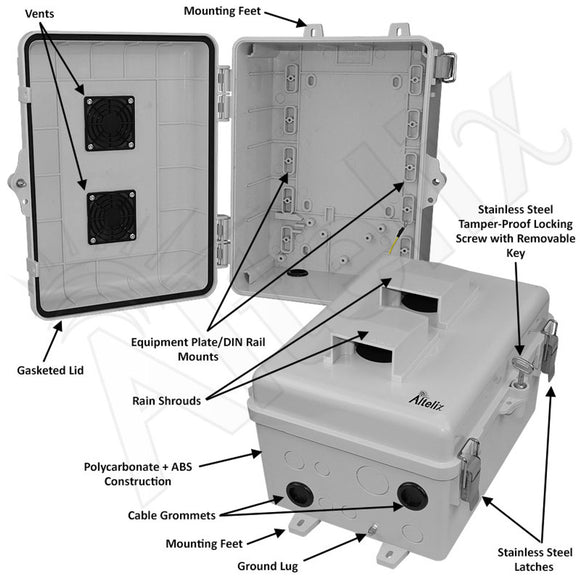 Altelix 12x9x7 Polycarbonate + ABS Vented RF Transparent Outdoor WiFi Enclosure