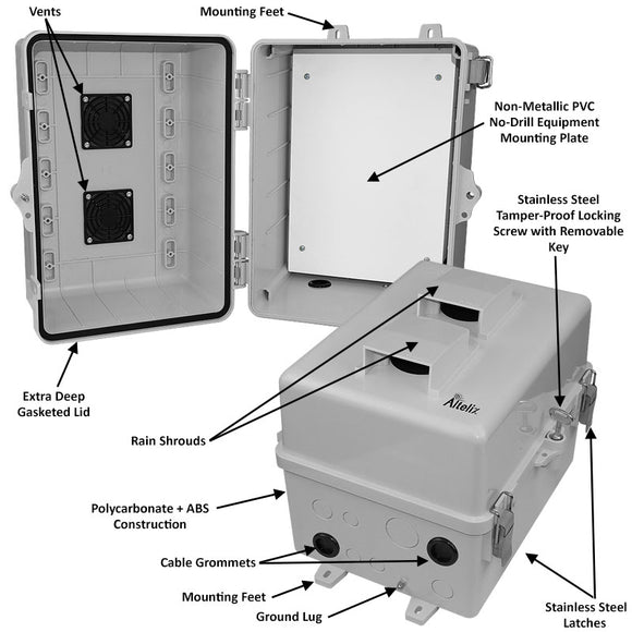 Altelix 12x9x9 Polycarbonate + ABS Vented RF Transparent Outdoor WiFi Enclosure with No-Drill PVC Equipment Mounting Plate