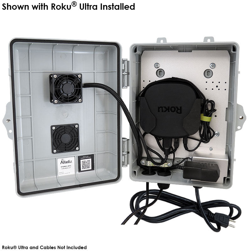 Altelix Weatherproof Enclosure with Cooling Fan, 120VAC Outlet and Power Cord for Roku¬Æ Ultra