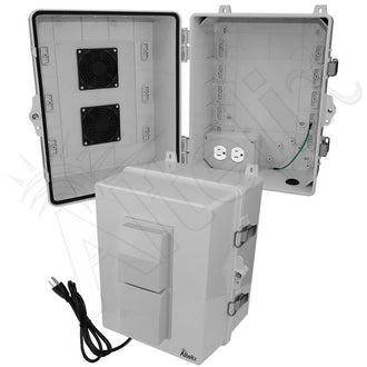 Altelix 14x11x9 Polycarbonate + ABS Vented RF Transparent Outdoor WiFi Enclosure with 120 VAC Outlets & Power Cord