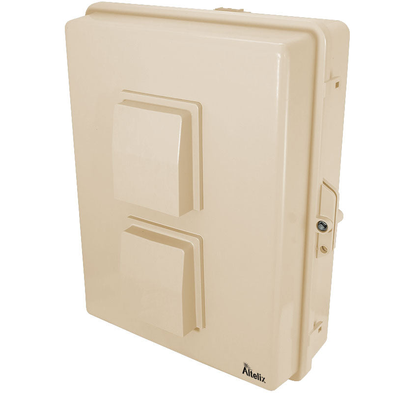 Buy light-ivory Altelix 17x14x6 Polycarbonate + ABS Vented Weatherproof NEMA Enclosure with Aluminum Mounting Plate, 120 VAC Outlets &amp; Power Cord