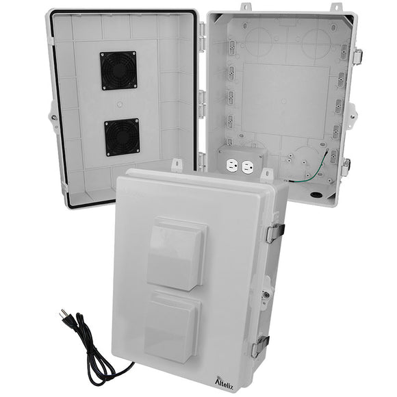 Altelix 17x14x7 Polycarbonate + ABS Vented RF Transparent Outdoor WiFi Enclosure with 120 VAC Outlets & Power Cord