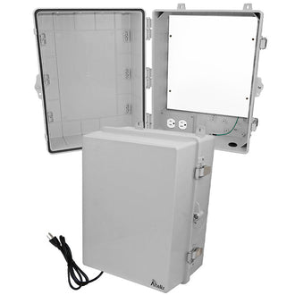 Altelix 17x14x9 Polycarbonate + ABS NEMA 4X RF Transparent Outdoor WiFi Enclosure with No-Drill PVC Equipment Mounting Plate, 120 VAC Outlets & Power Cord