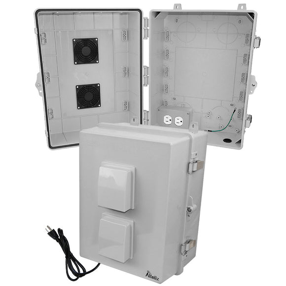 Altelix 17x14x9 Polycarbonate + ABS Vented RF Transparent Outdoor WiFi Enclosure with 120 VAC Outlets & Power Cord