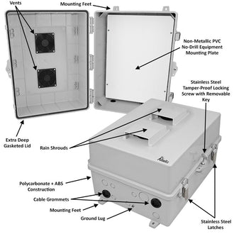 Altelix 17x14x9 Polycarbonate + ABS Vented RF Transparent Outdoor WiFi Enclosure with No-Drill PVC Equipment Mounting Plate - 0