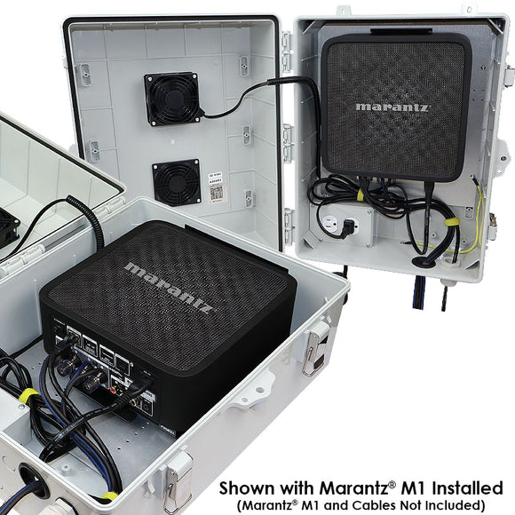 Altelix Weatherproof Enclosure for Marantz® Model M1 Streaming Amplifier with Fan Cooling and 50W Heater, 120 VAC Outlets and Power Cord