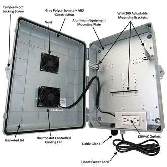 Altelix Weatherproof Enclosure with Cooling Fan, 120VAC Outlets and Power Cord for Wyebot® WIS4200 Access Point - 0
