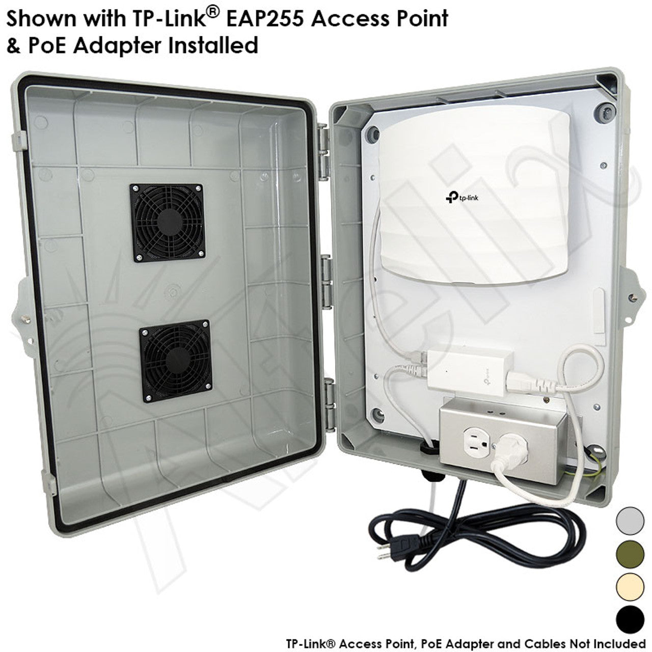 Altelix Vented Weatherproof Enclosure for TP-Link¬Æ AC1350 EAP225 V3 Access Point with 120VAC Outlets and Power Cord