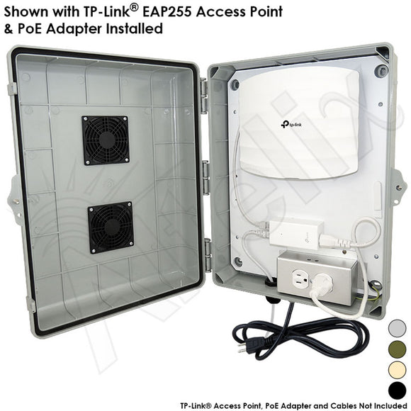 Altelix Vented Weatherproof Enclosure for TP-Link® AC1350 EAP225 V3 Access Point with 120VAC Outlets and Power Cord