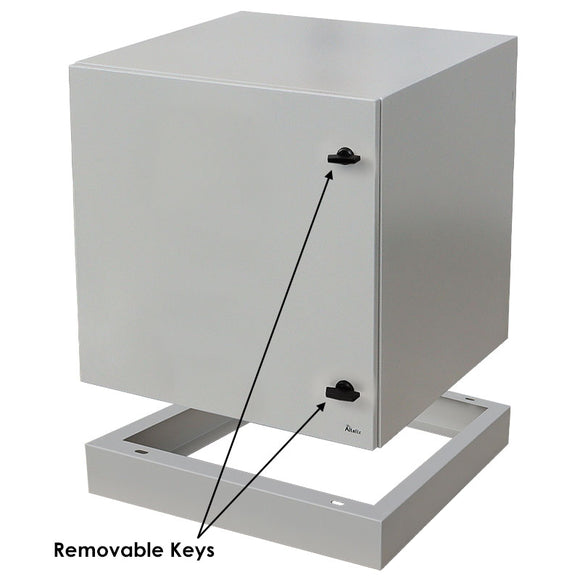 Altelix NEMA 4X Steel Pad Mount Cabinet Enclosure with Plinth and Dual 120 VAC Duplex Outlets