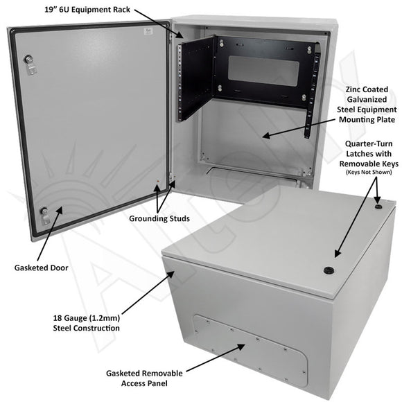 Altelix 19" Wide 6U Rack NEMA 4X Steel Weatherproof Enclosure