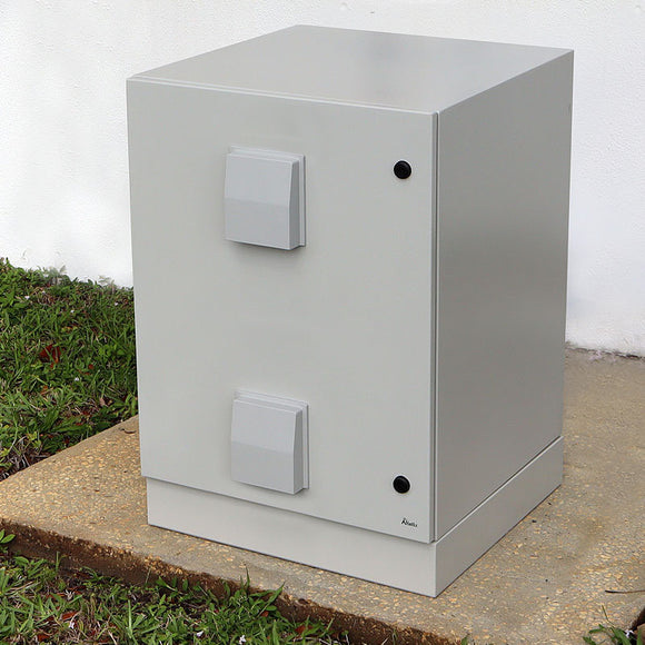 Altelix 28x24x24 Steel Pad Mount Cabinet NEMA Enclosure with Plinth, Dual Cooling Fans and Dual 120 VAC Duplex Outlets