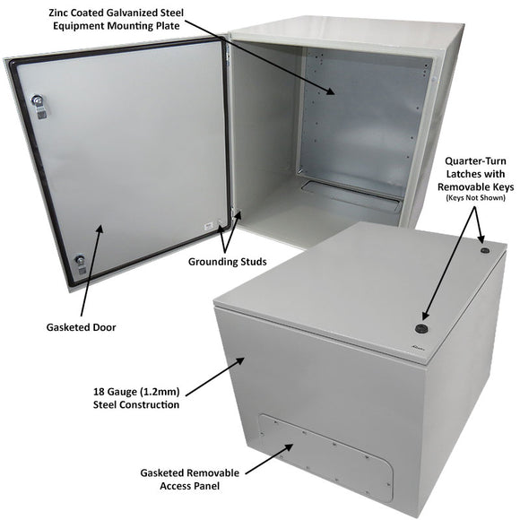 Altelix NEMA 4X Steel Weatherproof Enclosure with Steel Equipment Mounting Plate