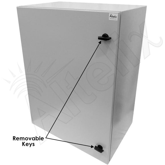 Altelix 32x24x16 19" Wide 6U Rack Steel Weatherproof NEMA Enclosure with Dual Cooling Fans, Single 120 VAC Duplex Outlet and Power Cord