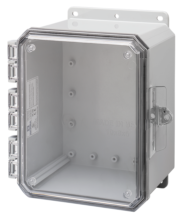 Buy 10x8x6 Integra - Impact Line | Polycarbonate | Clear Cover | Standard Hinge, Integrated Locking Latch, Integrated Mounting Flange | NEMA 6P