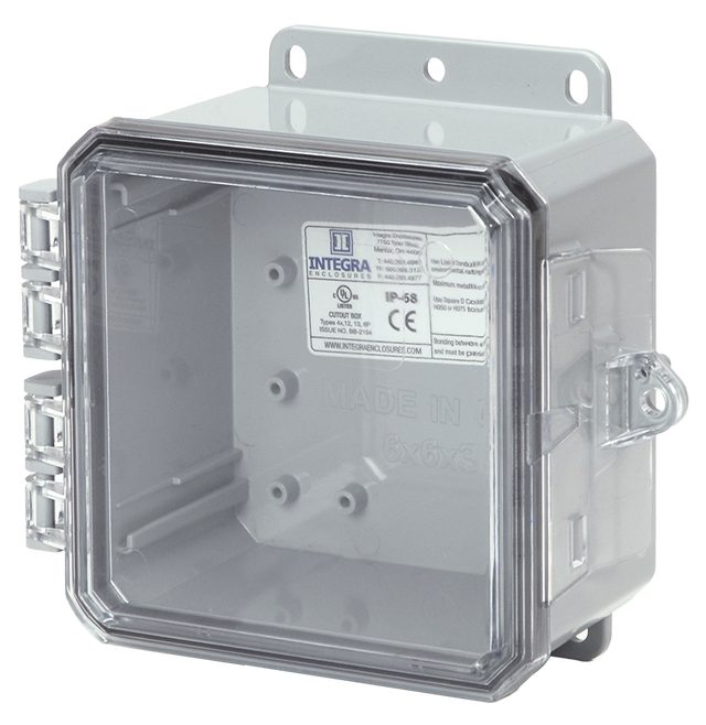Integra - Impact Line | Polycarbonate | Clear Cover | Standard Hinge, Integrated Locking Latch, Integrated Mounting Flange | NEMA 6P
