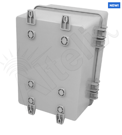 Altelix 12x9x9 Polycarbonate + ABS NEMA 4X Enclosure with Aluminum Equipment Mounting Plate, 120 VAC Outlets & Power Cord