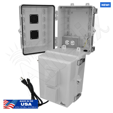 Altelix 12x9x9 Polycarbonate + ABS Vented RF Transparent Outdoor WiFi Enclosure with 120 VAC Outlets & Power Cord