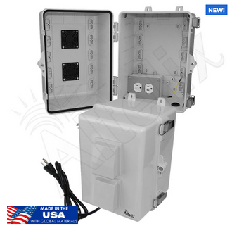 Altelix 12x9x9 Polycarbonate + ABS Vented RF Transparent Outdoor WiFi Enclosure with 120 VAC Outlets & Power Cord - 0