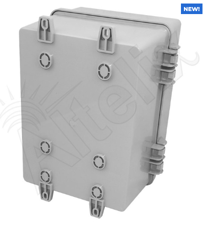Altelix 12x9x9 Polycarbonate + ABS Vented RF Transparent Outdoor WiFi Enclosure with 120 VAC Outlets & Power Cord