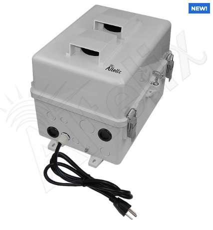 Altelix 12x9x9 Polycarbonate + ABS Vented RF Transparent Outdoor WiFi Enclosure with Cooling Fan, 120 VAC Outlets & Power Cord