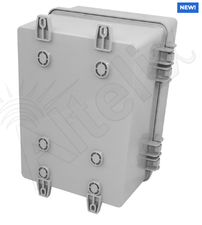 Altelix 12x9x9 Polycarbonate + ABS Vented RF Transparent Outdoor WiFi Enclosure with No-Drill PVC Equipment Mounting Plate, 120 VAC Outlets & Power Cord