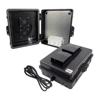Buy black Altelix 14x11x5 Vented Polycarbonate + ABS Weatherproof NEMA Enclosure with Cooling Fan, 120 VAC Outlets & Power Cord
