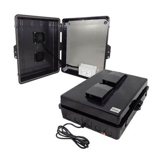 Buy black Altelix 17x14x6 Vented Polycarbonate + ABS Weatherproof NEMA Enclosure with Cooling Fan, 120 VAC Outlets & Power Cord