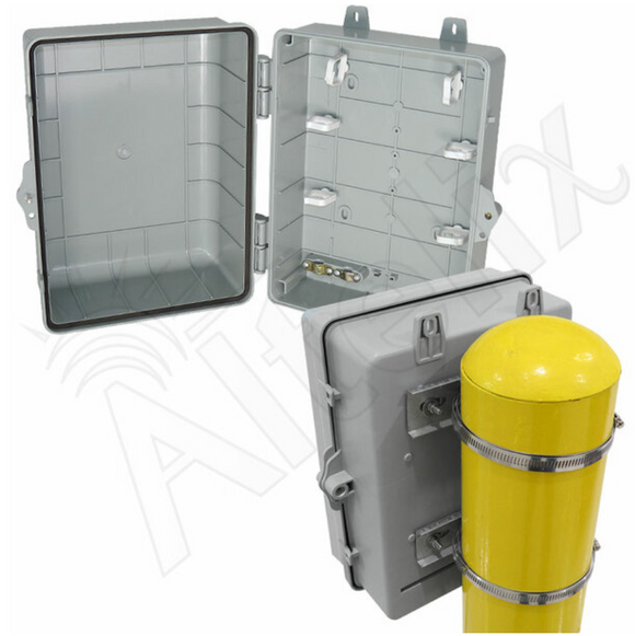 Altelix 12x9x7 Pole Mount IP66 NEMA 4X PC+ABS Weatherproof Utility Box with Hinged Door