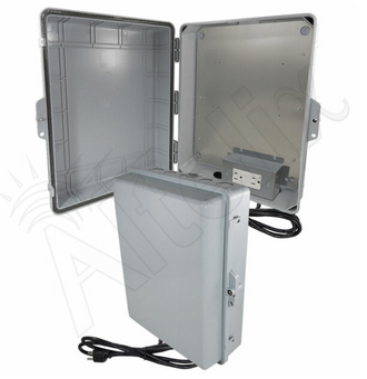 Altelix 17x14x6 Polycarbonate + ABS Weatherproof NEMA Enclosure with Aluminum Mounting Plate, 120 VAC GFCI Outlets & Power Cord