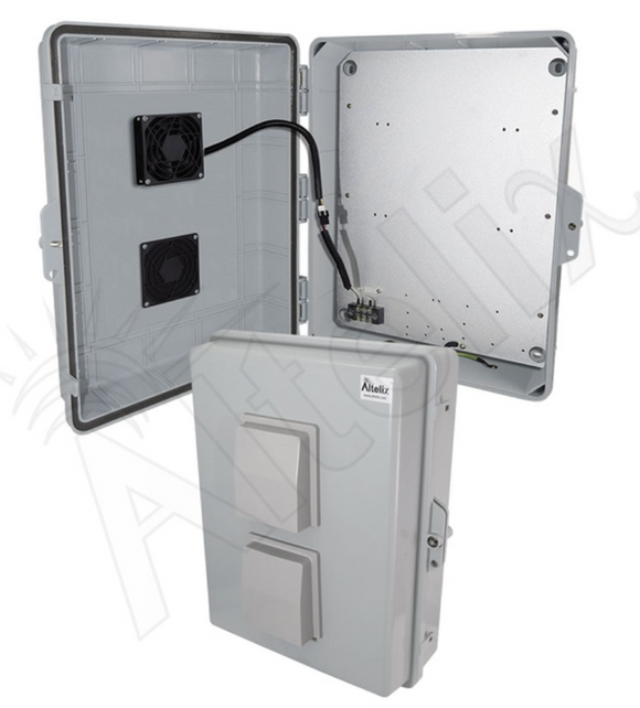 Altelix 17x14x6 Vented Polycarbonate + ABS Weatherproof NEMA Enclosure with 24 VDC Cooling Fan