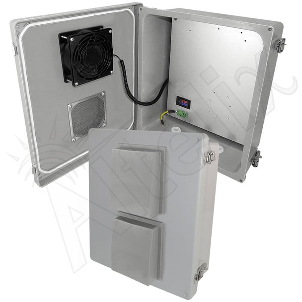 Altelix Fiberglass Weatherproof Vented NEMA Enclosure with 12 VDC Cooling Fan & Digital Temperature Controller
