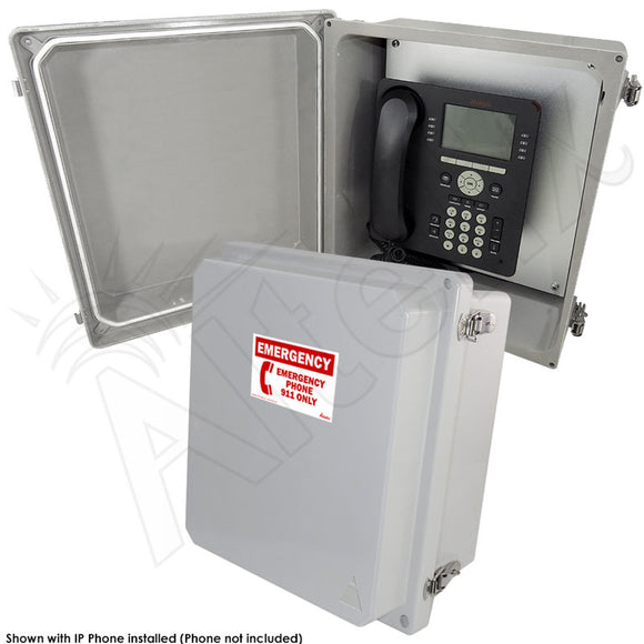 Altelix NEMA 4X Outdoor Weatherproof IP Phone Call Box with Emergency Phone Label