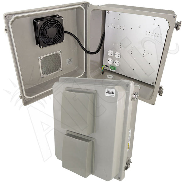 Altelix Fiberglass Vented & Heated Weatherproof NEMA Enclosure with 120 VAC Outlets, 200W Heater & 85°F Turn-On Cooling Fan