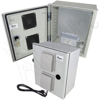Altelix Vented Fiberglass Weatherproof NEMA Enclosure with Equipment Mounting Plate, 120 VAC Outlets & Power Cord - 0