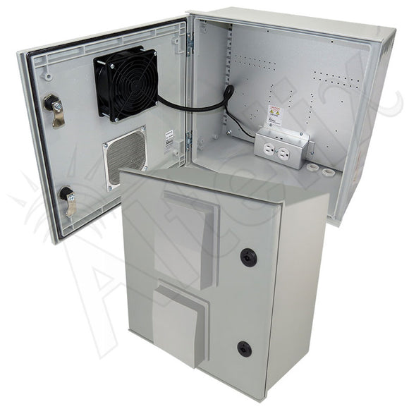Altelix Vented Fiberglass Weatherproof NEMA Enclosure with Cooling Fan, 200W Heater and 120 VAC Outlets