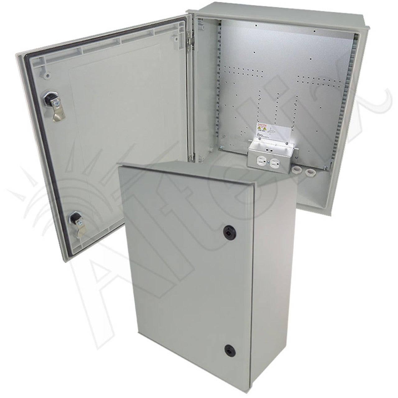 Altelix NEMA 4X Heated Fiberglass Weatherproof Enclosure with Equipment Mounting Plate & 120 VAC Outlets