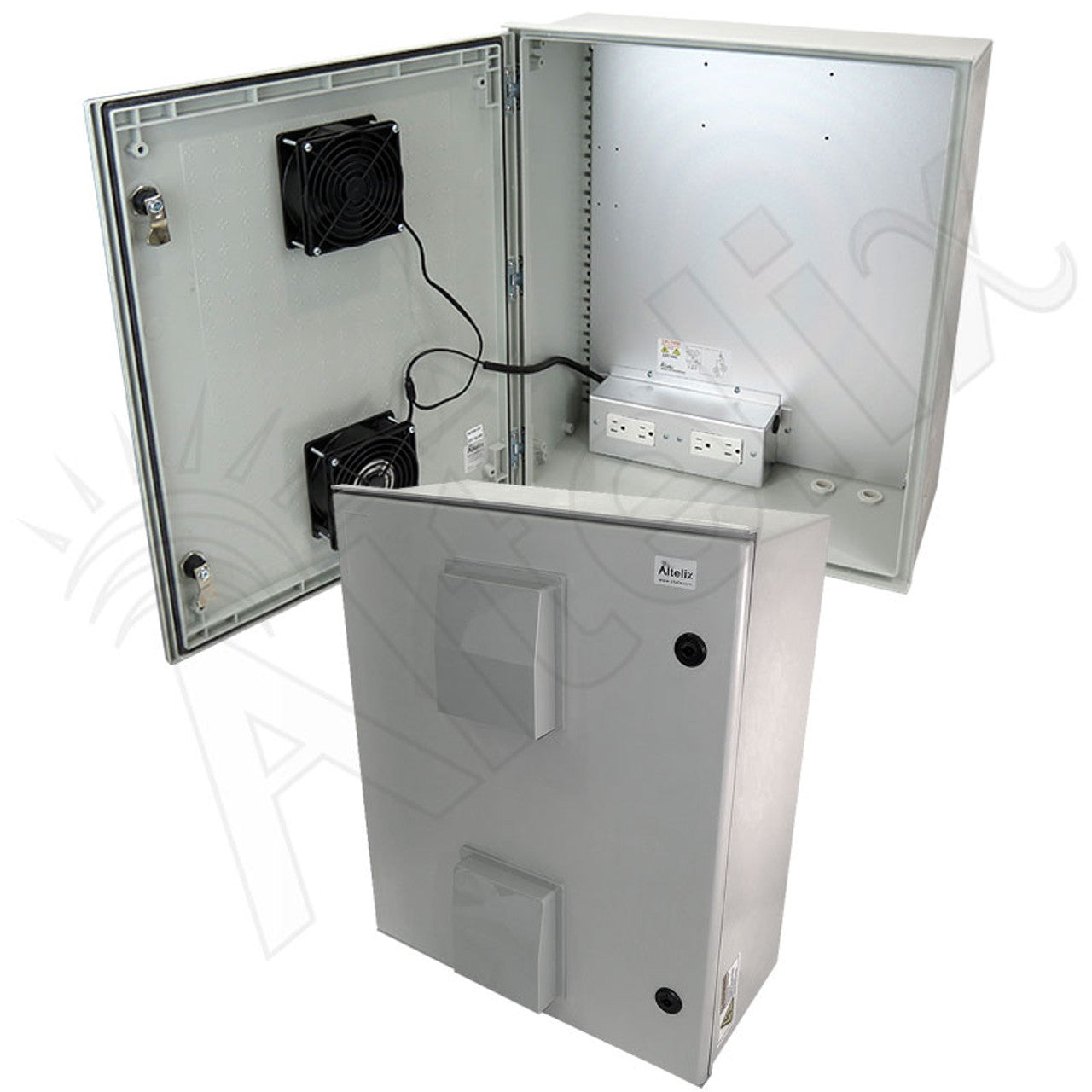 Altelix Vented Fiberglass Weatherproof NEMA Enclosure with Cooling Fan, 200W Heater and 120 VAC Outlets