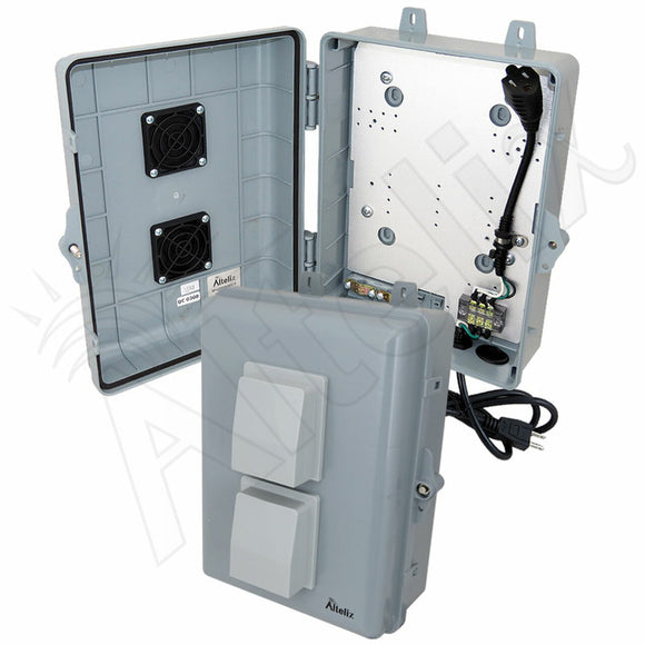 Altelix 12x9x5 PC+ABS Weatherproof Vented Utility Box NEMA Enclosure with 120 VAC 3-Prong Power Plug & Power Cord