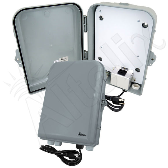 Altelix 13x10x4 PC+ABS NEMA 4X RF Transparent Outdoor WiFi Enclosure with No-Drill PVC Equipment Mounting Plate, 120 VAC Outlets & Power Cord