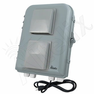 Altelix 13x10x4 PC+ABS Weatherproof Vented Utility Box NEMA Enclosure with Cooling Fan, 120 VAC Outlet & Power Cord