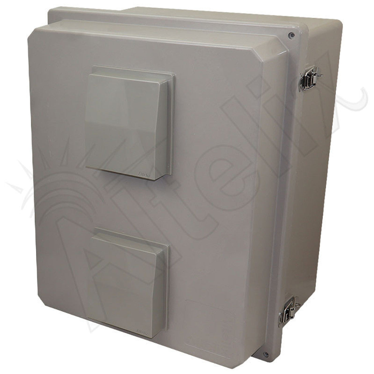 Altelix Fiberglass Weatherproof Vented NEMA Enclosure with 85 degree Turn On Dual Cooling Fans, 120 VAC Outlets & Power Cord