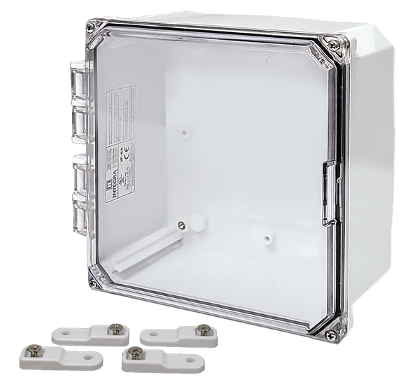 Integra - Premium Line | Polycarbonate | Hinged Cover | Clear | Mounting Feet | 6P | White