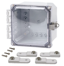 Integra - Premium Line | Polycarbonate | Hinged Cover | Clear | Stainless Steel Locking Latch | Mounting Feet | White-1
