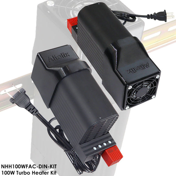 Altelix Turbo Heater Kit - DIN Rail Mountable with Fan - 50W or 100W with Thermostat, Fan and Power Cord