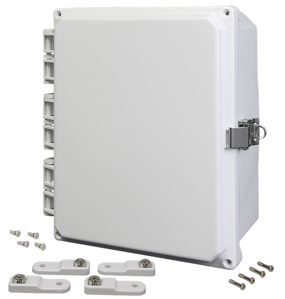 Integra - Premium Line | Polycarbonate | Hinged Cover | Opaque | Stainless Steel Locking Latch | Mounting Feet | White