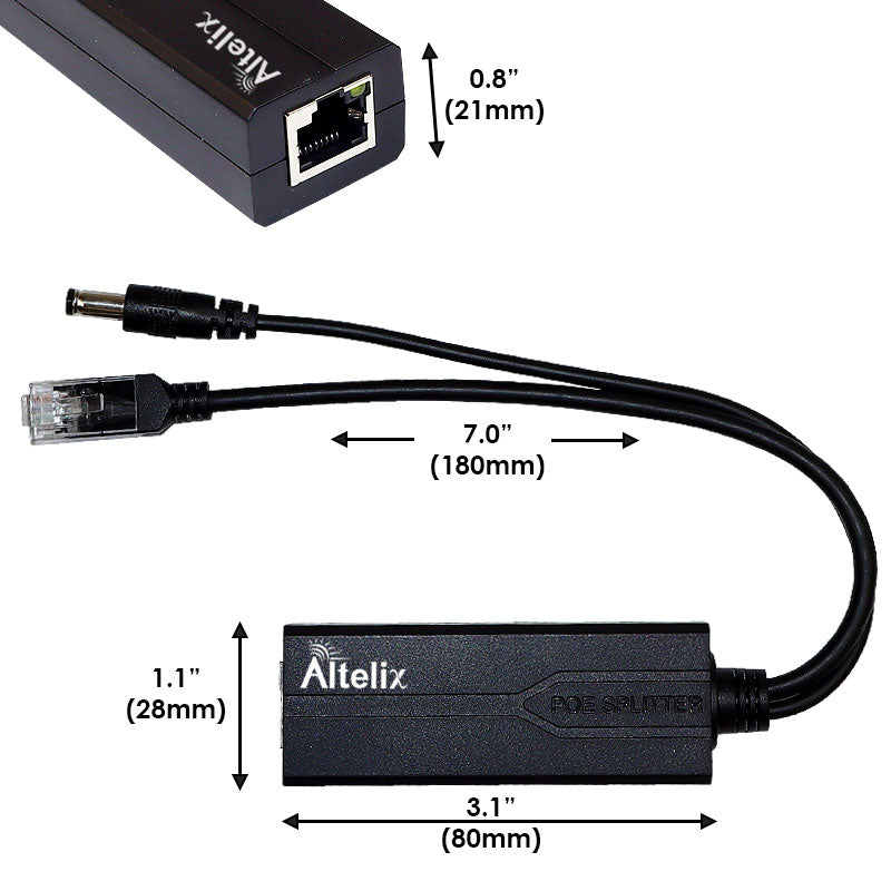 Altelix Gigabit IEEE 802.3af/at PoE Splitter, 12VDC 1.2A Output, 5.5x2.1mm DC Plug-2